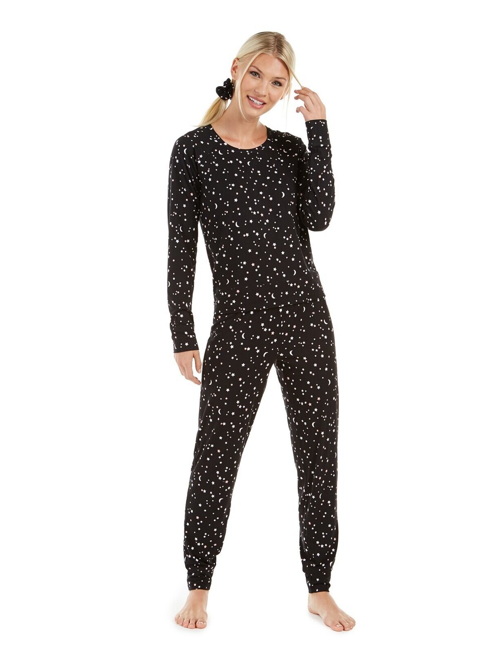 Jenni Womens Printed Pajamas & Hair Scrunchie Pajama Set 3 Piece Set Size 2XL